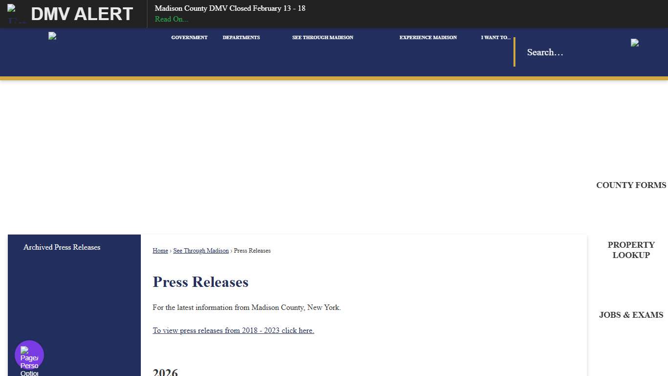 Press Releases Madison County, NY